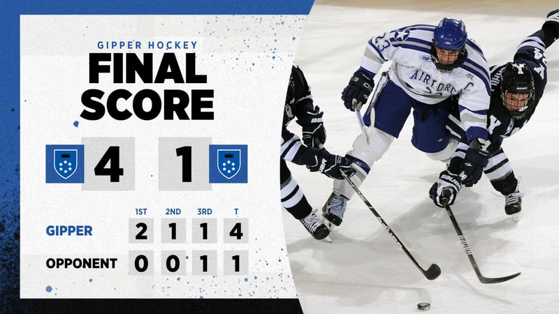 hockey final Score Graphic Template showing a male hockey player in action with score updates shown per period.