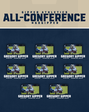 All Conference Announcement Graphic Template from Gipper showcasing 8 sample athletes who earned honors.