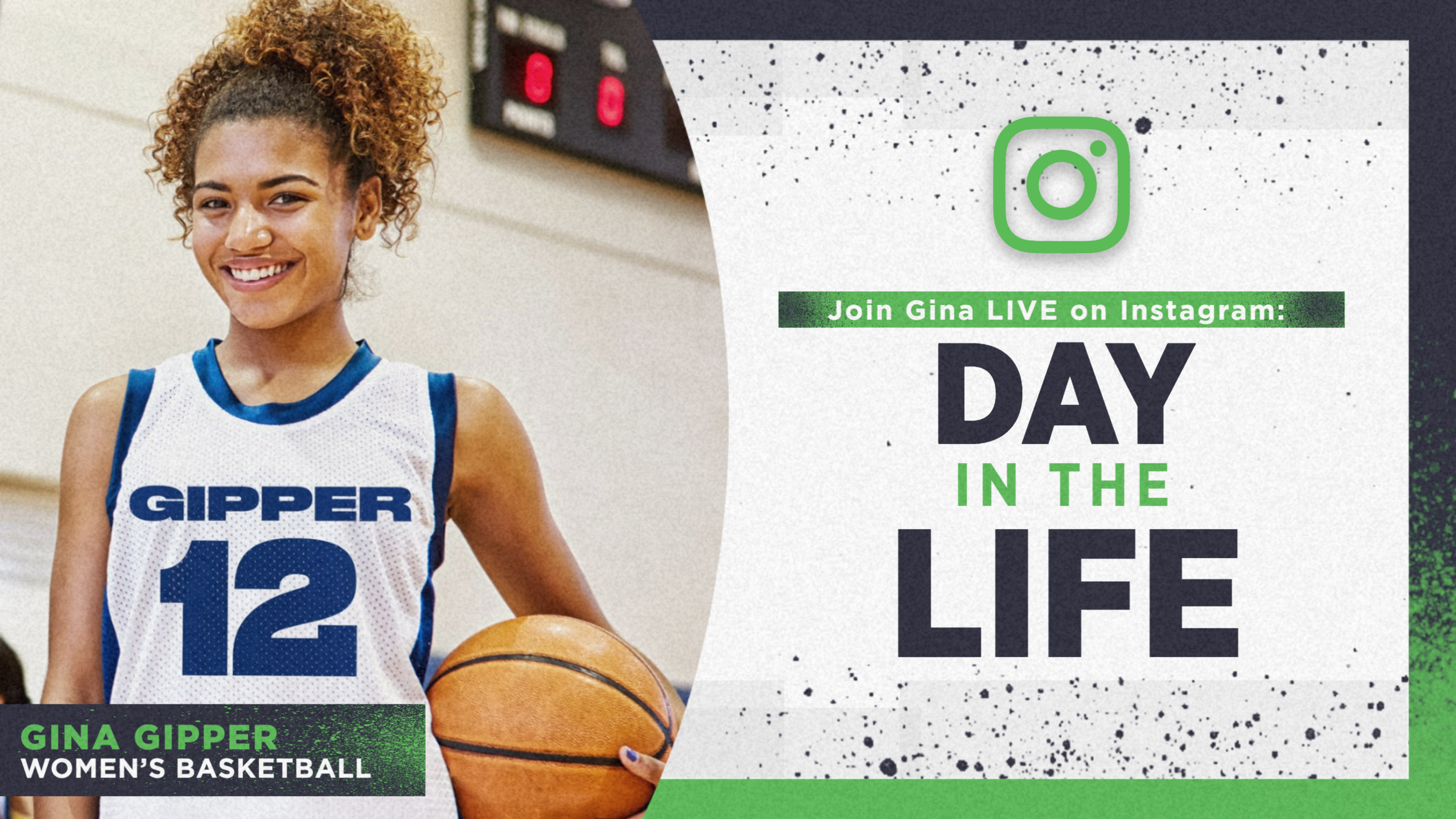 Relatable Content example of a female basketball player promoting an Instagram takeover, day in the life of an athlete.