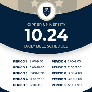Gipper daily schedule graphic template showcasing a school schedule broken out by periods and times