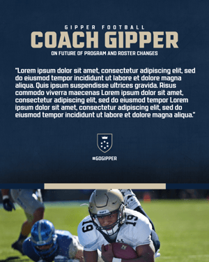 Quote Graphic Template from Gipper showing a football player diving with filler text above the graphic image.