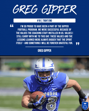 Quote graphic template from Gipper showcasing photo of a football athlete and a sample quote