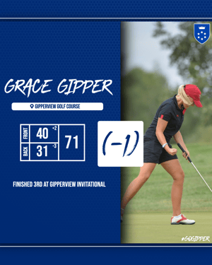 Golfer scoredcard graphic template from Gipper showcasing a golf score and female golfer