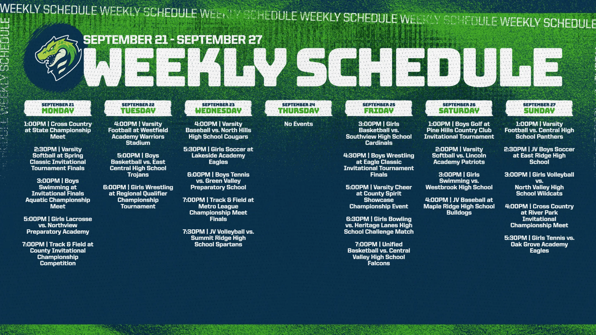 Weekly Schedule Graphic created with AutoCreate