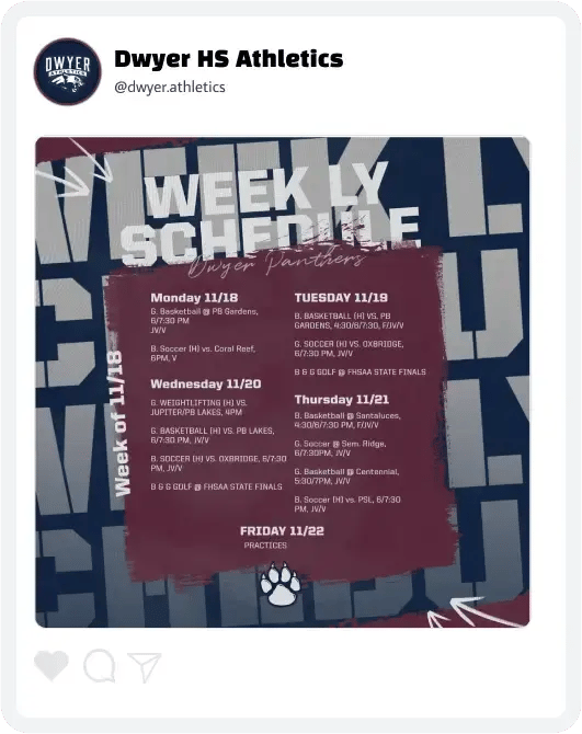 Dwyer Weekly Schedule Dwyer Weekly Schedule