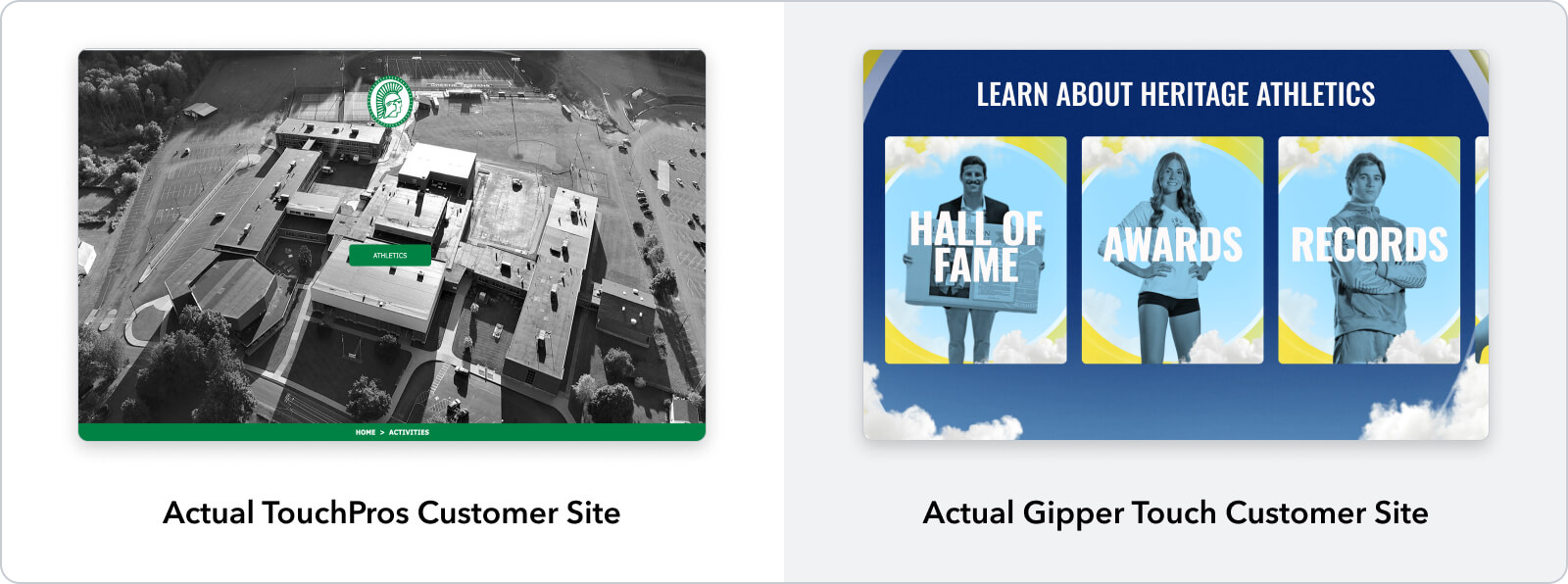 Gipper Touch vs. TouchPros Digital Hall of Fame Design Quality