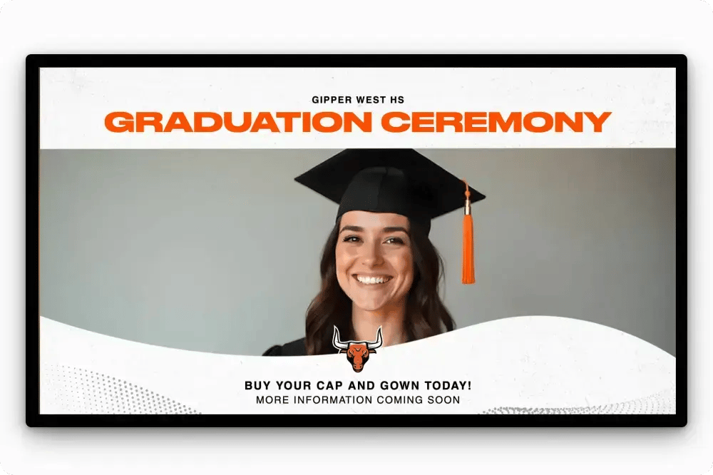 Graduation Ceremony promotion on a TV Screen