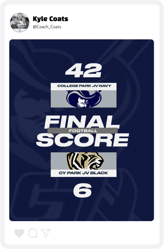 College Park Football Score Update Graphic