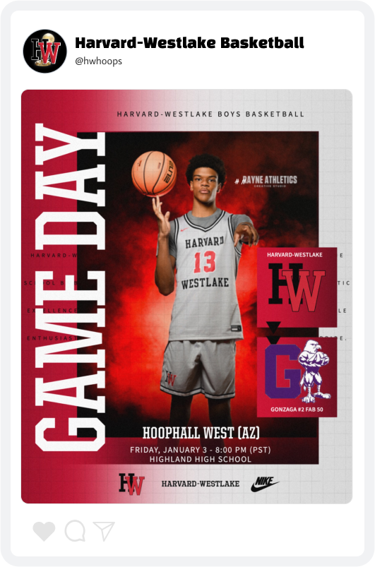 Harvard-Westlake Boys' Basketball Game Day Graphic Harvard-Westlake Boys' Basketball Game Day Graphic