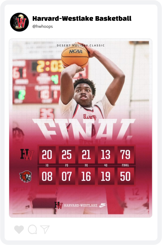 Harvard-Westlake Boys' Basketball Score Update Graphic Harvard-Westlake Boys' Basketball Score Update Graphic