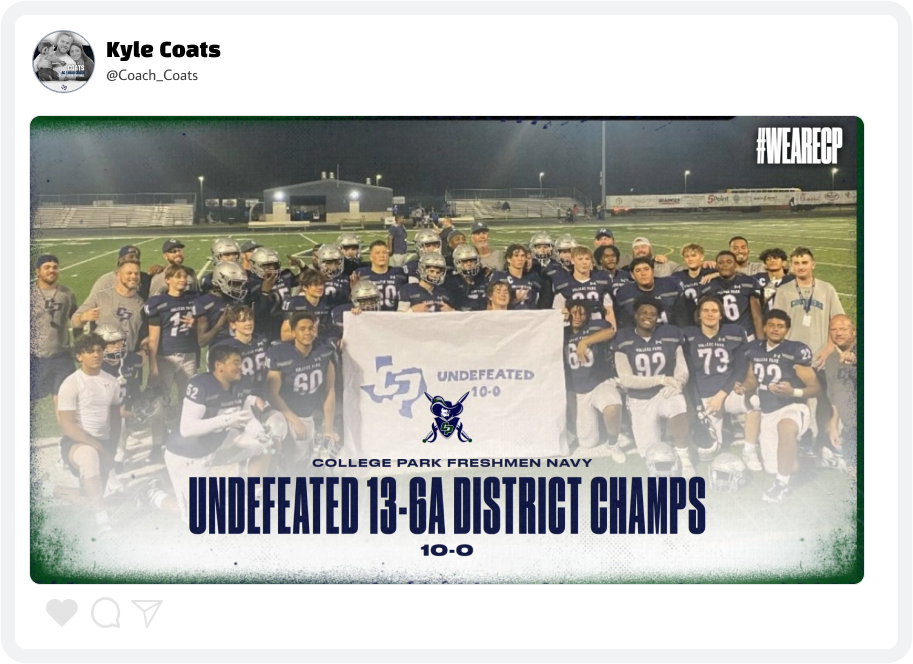 College Park Football Champions Announcement Graphic College Park Football Champions Announcement Graphic