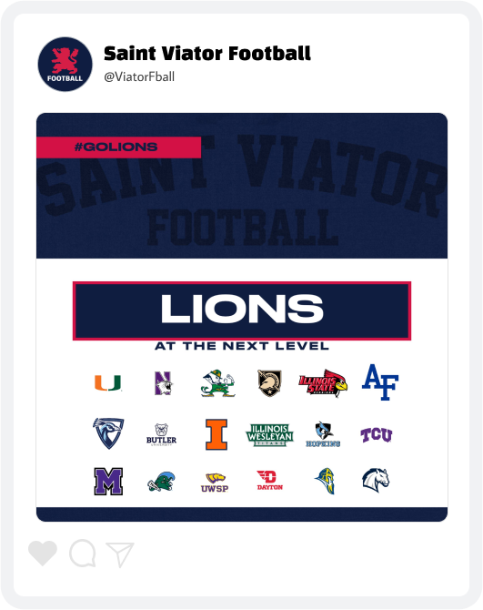 Saint Viator Football Announcement Graphic Saint Viator Football Announcement Graphic