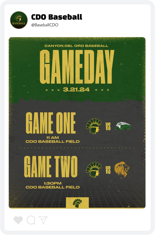 Canyon Del Oro Baseball Game Day Double Header Graphic Canyon Del Oro Baseball Game Day Double Header Graphic