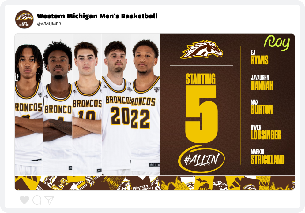 Western Michigan Basketball Starting Lineup Graphic