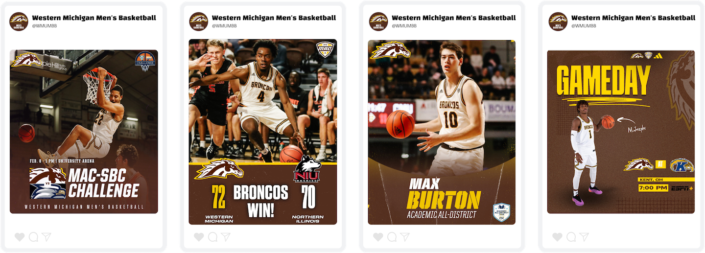 Western Michigan Basketball Social Media Graphics