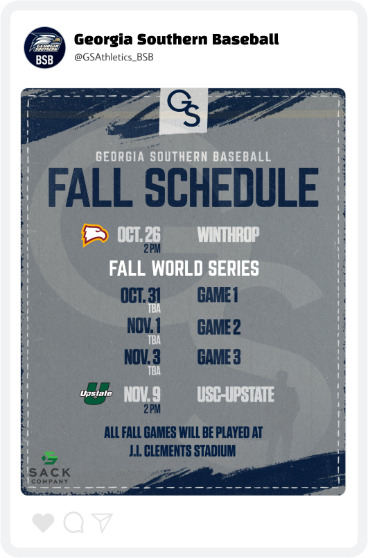 Georgia Southern Baseball Fall Schedule Graphic