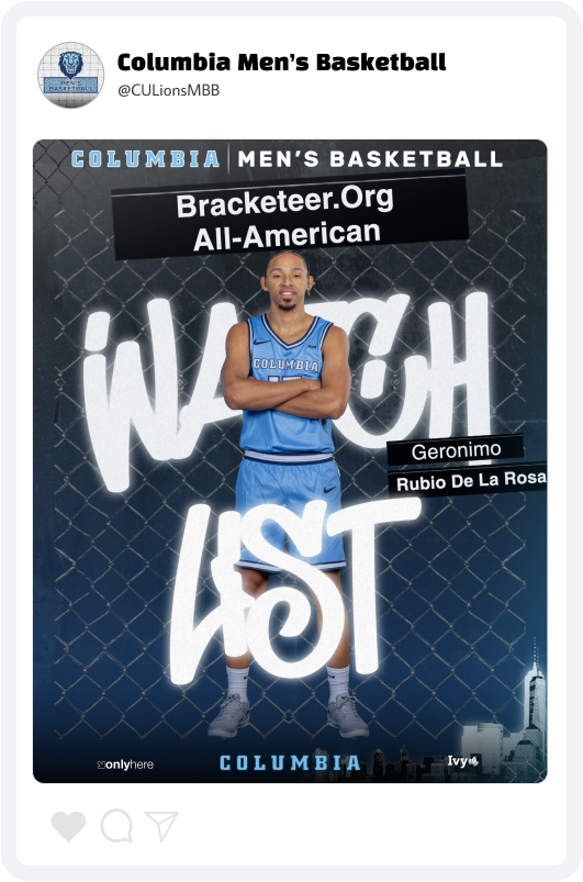 Columbia University Men’s Basketball Award Graphic Columbia University Men’s Basketball Award Graphic