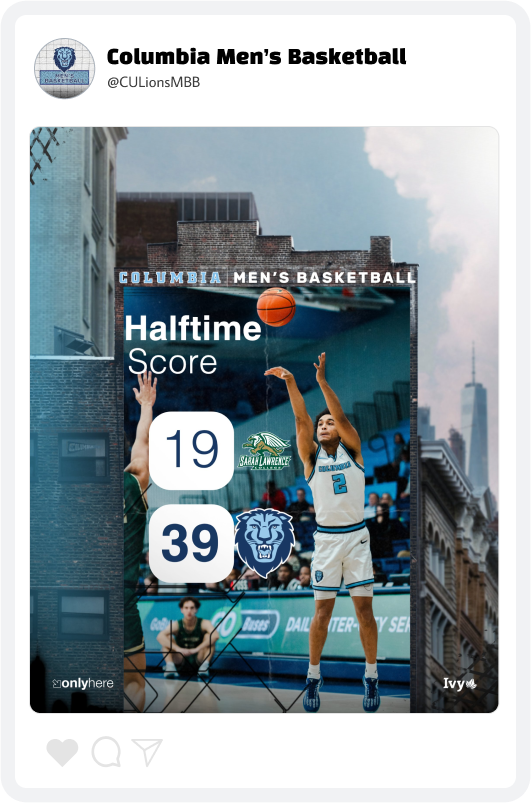 Columbia University Men’s Basketball Score Update Graphic Columbia University Men’s Basketball Score Update Graphic