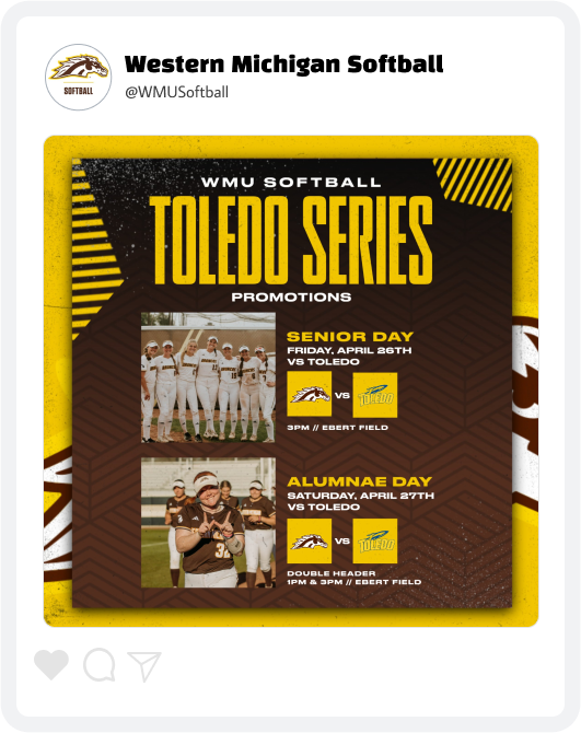 Western Michigan Softball Gameday / Doubleheader Graphic Western Michigan Softball Gameday / Doubleheader Graphic