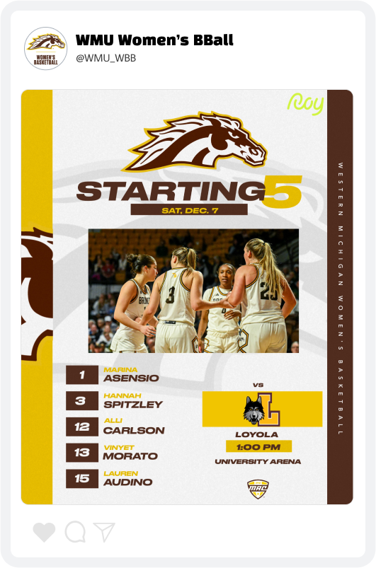 Western Michigan Women's Basketball Starting Lineup Graphic