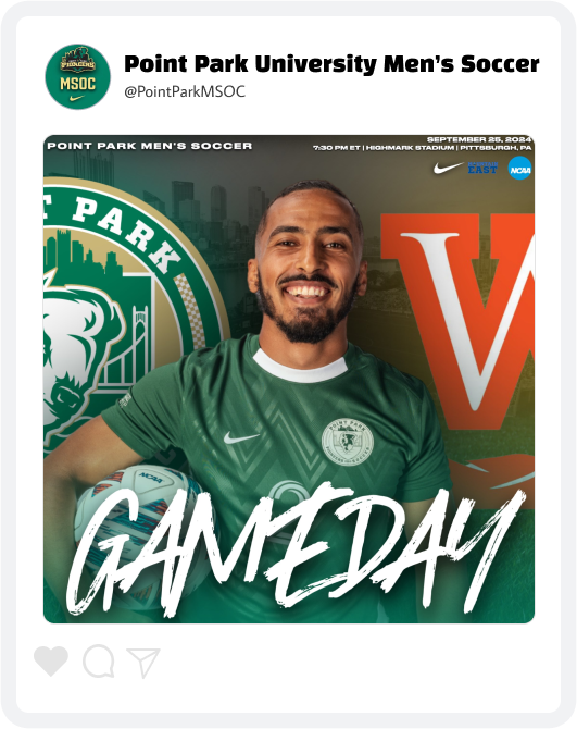 Point Park Men's Soccer Gameday Graphic