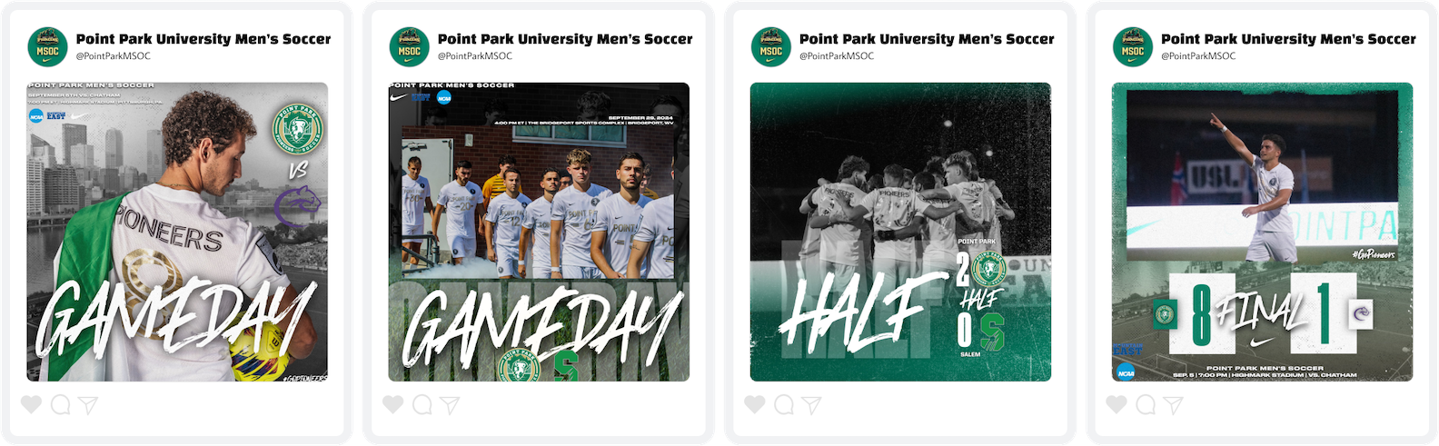 Point Park Men's Soccer Social Media Content