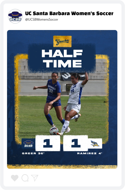 UCSB Women's Soccer Score Update Graphic UCSB Women's Soccer Score Update Graphic