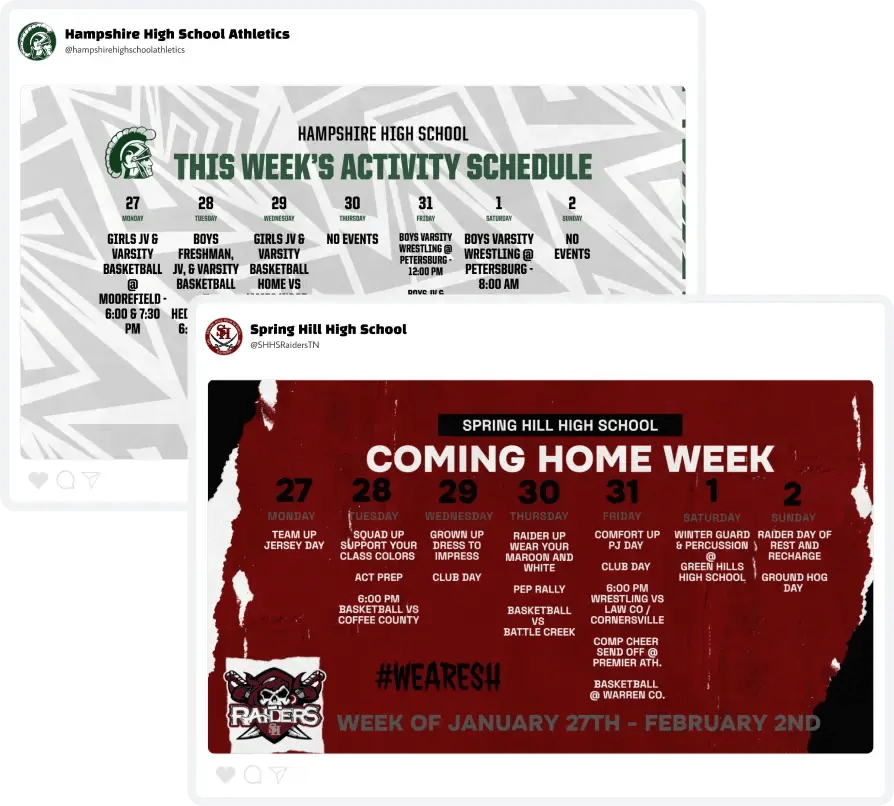 Hampshire & Spring Hill Weekly Schedules Hampshire & Spring Hill Weekly Schedules