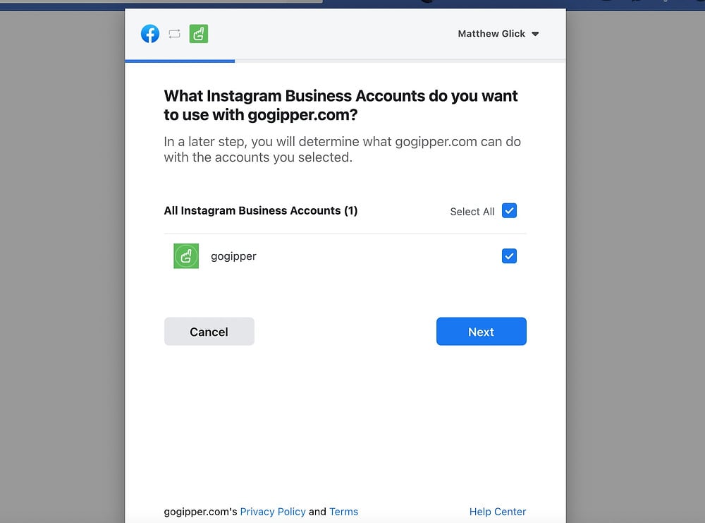 Connect Instagram: Facebook Steps Image