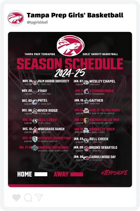 Tampa Prep Basketball Season Schedule