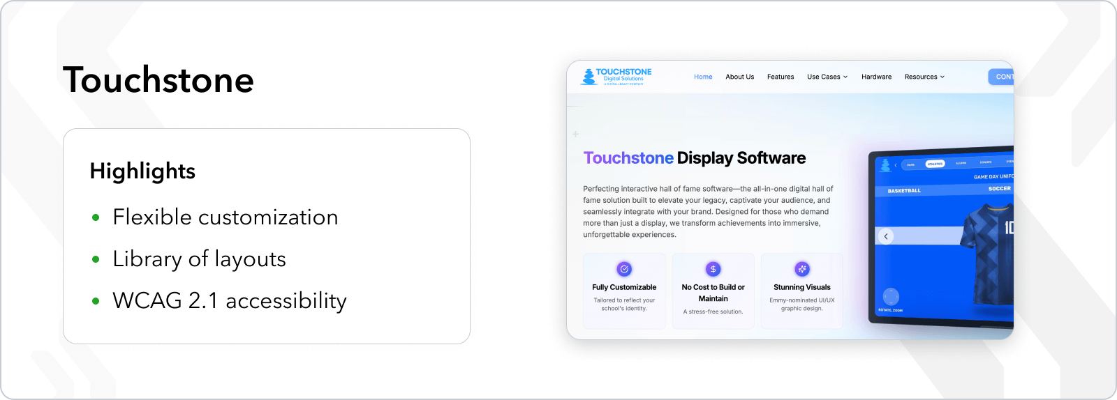 Touchstone Digital Solutions digital hall of fame software highlights
