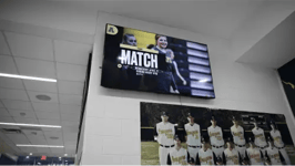 Apex High School digital signage in hallway