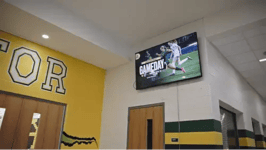 Apex High School digital signage in hallway