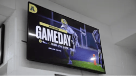 Apex High School digital signage in hallway