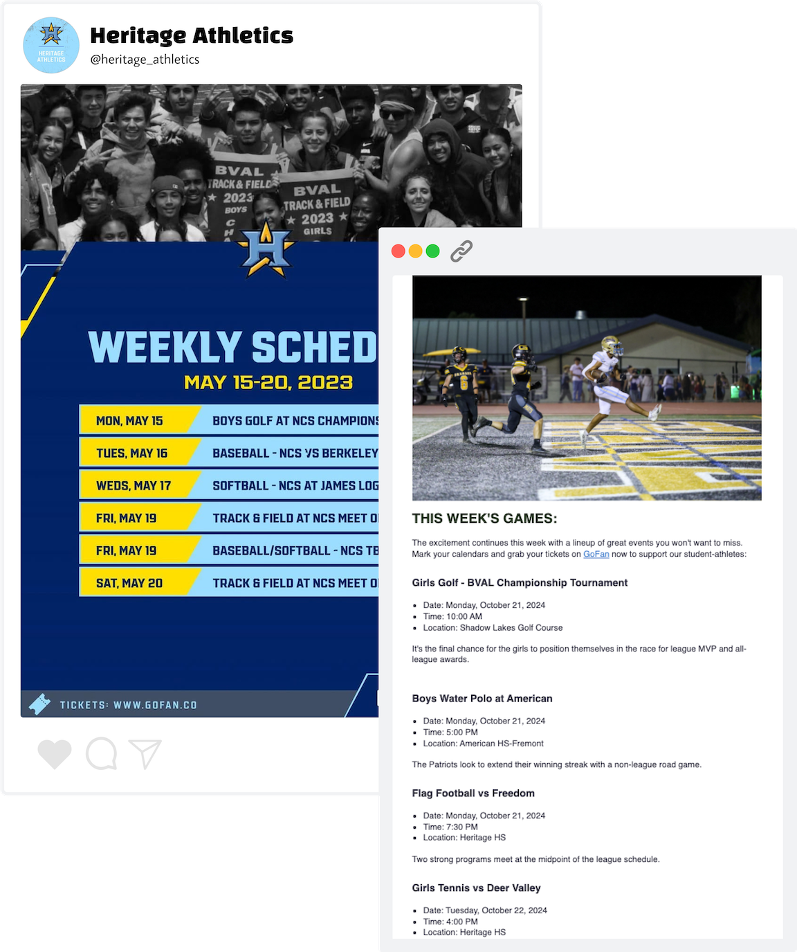 Heritage Weekly Schedule