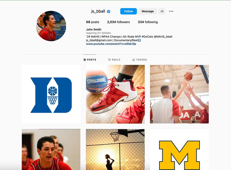 screenshot of John Smith Instagram page on desktop