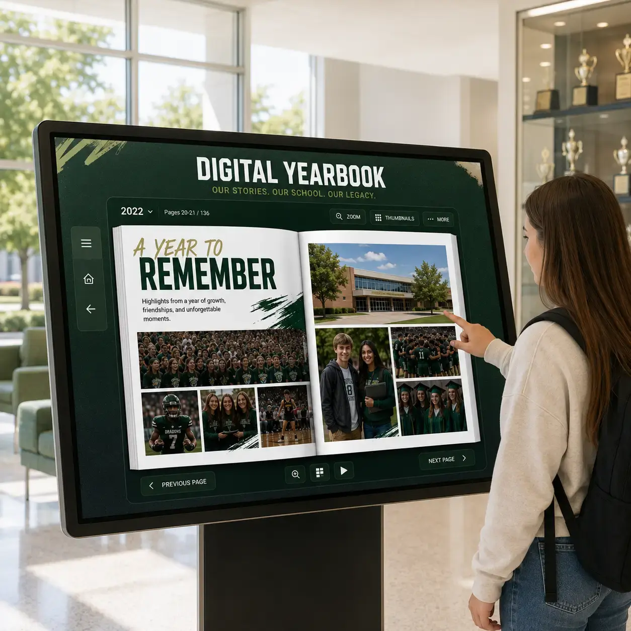 Digital yearbook on a touchscreen kiosk Digital yearbook on a touchscreen kiosk