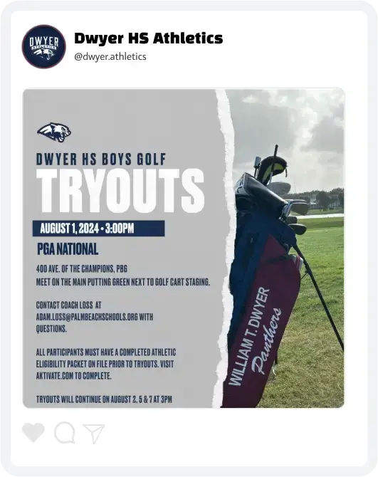 Dwyer Golf Tryouts