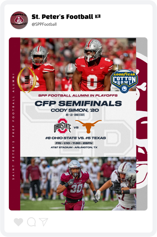 St. Peter's Prep Football Alumni Recognition Graphic St. Peter's Prep Football Alumni Recognition Graphic