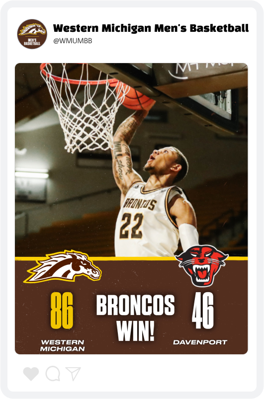 Western Michigan Basketball Score Update Graphic Western Michigan Basketball Score Update Graphic