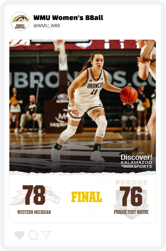Western Michigan Women's Basketball Score Update Graphic