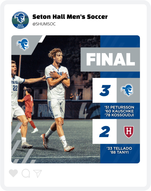 Seton Hall Men's Soccer Final Score Graphic Seton Hall Men's Soccer Final Score Graphic
