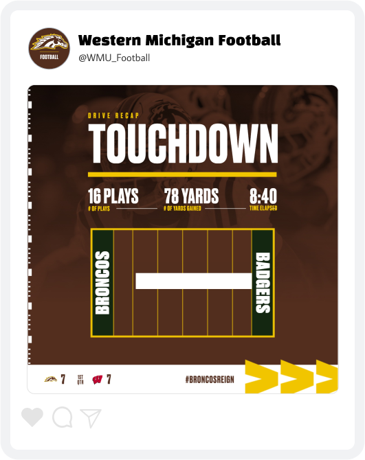 Western Michigan Football Score Update Graphic Western Michigan Football Score Update Graphic