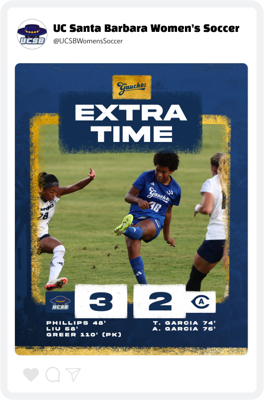 UCSB Women's Soccer Score Update Graphic UCSB Women's Soccer Score Update Graphic