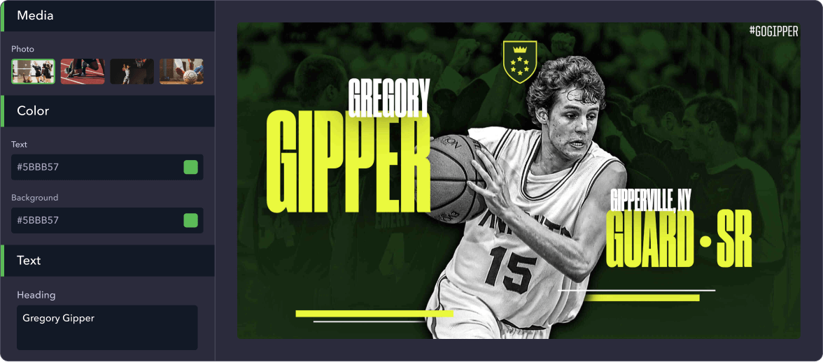 Using Gipper to create Free Basketball Player of the Week Graphic Templates