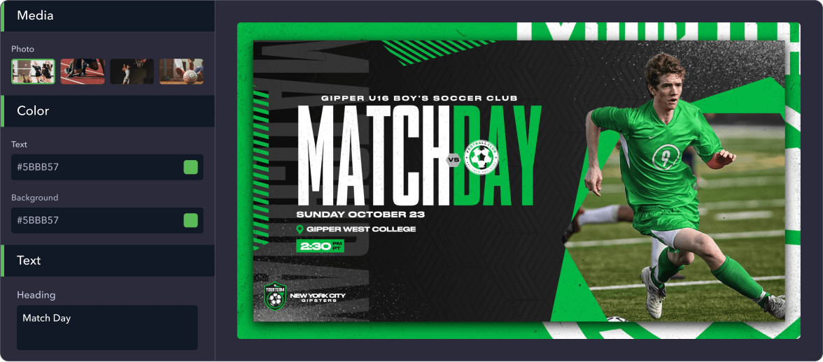 Using Gipper to create Free Soccer Game Day Graphic Templates
